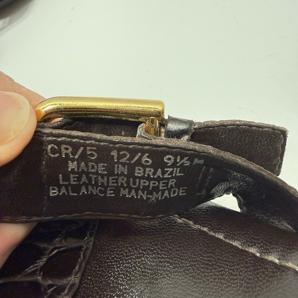 Franco Sarto Dark Brown Croc-Embossed Kitten Heel Buckle Mule Sandals Sz 9.5 - Picture 9 of 9